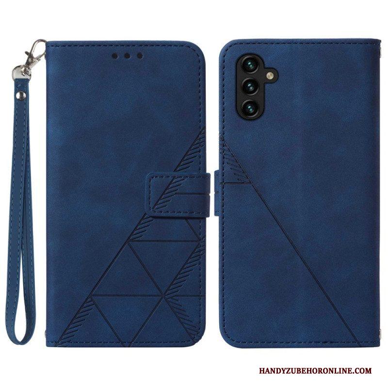 Flip Case voor Samsung Galaxy A54 5G Met Ketting Riem Driehoeken