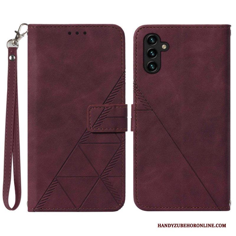 Flip Case voor Samsung Galaxy A54 5G Met Ketting Riem Driehoeken