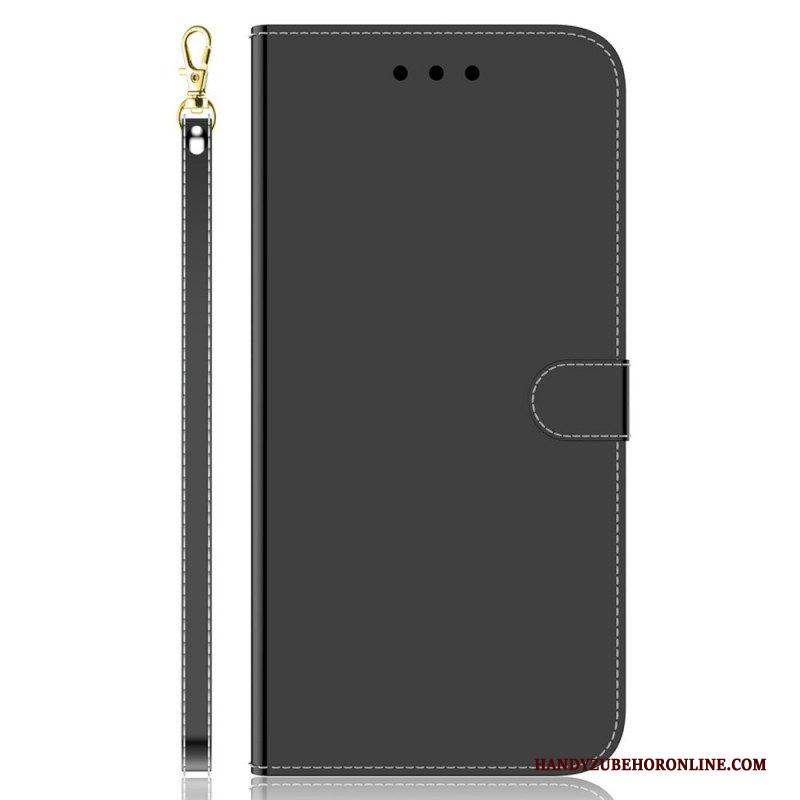 Flip Case voor Samsung Galaxy M33 5G Spiegel En Lanyard