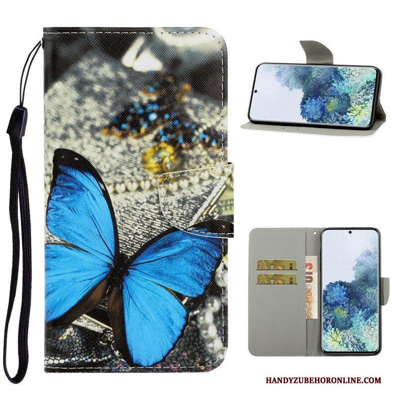 Flip Case voor Samsung Galaxy S21 5G Met Ketting Vlinderbandvariaties