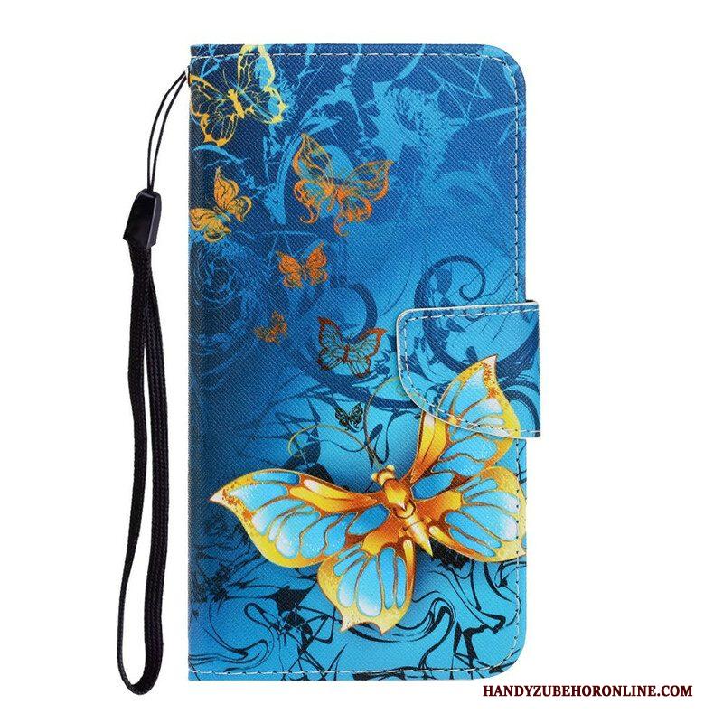 Flip Case voor Samsung Galaxy S21 FE Met Ketting Vlinderbandvariaties