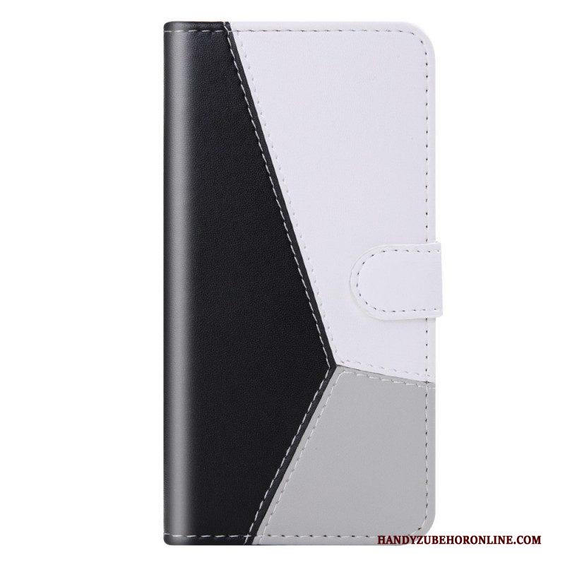 Flip Case voor Samsung Galaxy S22 5G Driekleurig Leereffect