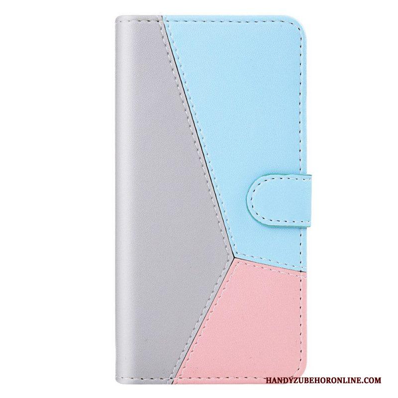 Flip Case voor Samsung Galaxy S22 5G Driekleurig Leereffect