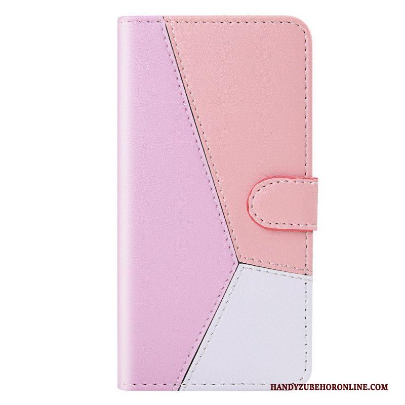 Flip Case voor Samsung Galaxy S22 5G Driekleurig Leereffect