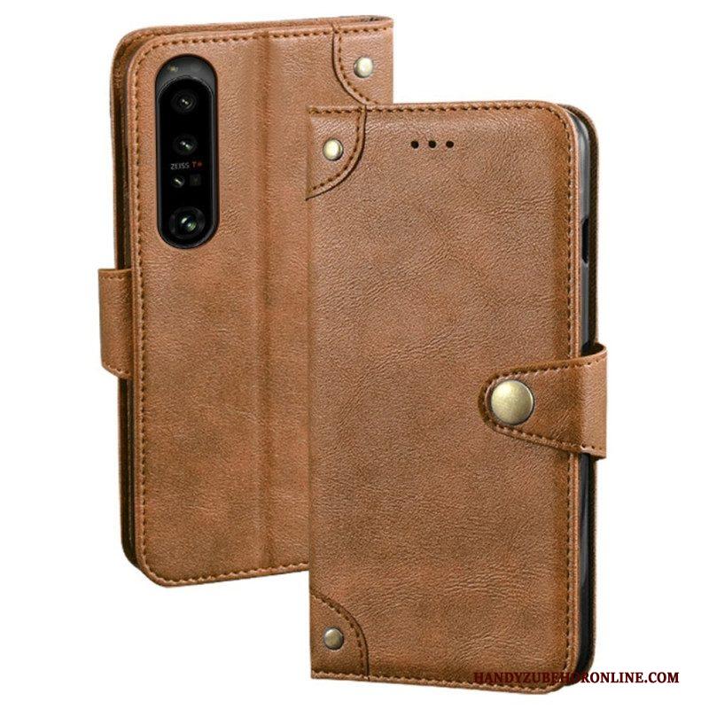 Flip Case voor Sony Xperia 1 IV Leerstijl Met Klinknagels Idewei