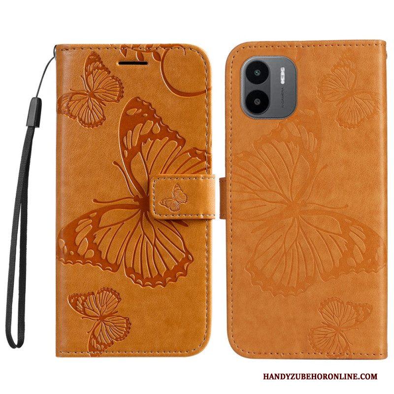 Flip Case voor Xiaomi Redmi A1 Met Ketting Gigantische Riemvlinders