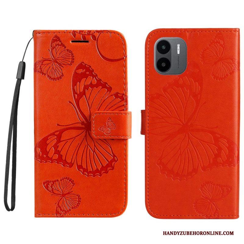 Flip Case voor Xiaomi Redmi A1 Met Ketting Gigantische Riemvlinders