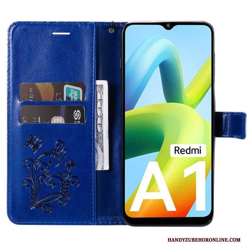 Flip Case voor Xiaomi Redmi A1 Met Ketting Gigantische Riemvlinders