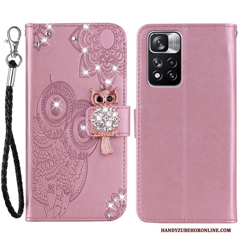 Flip Case voor Xiaomi Redmi Note 11 Pro Plus 5G Uil Mandala En Charme