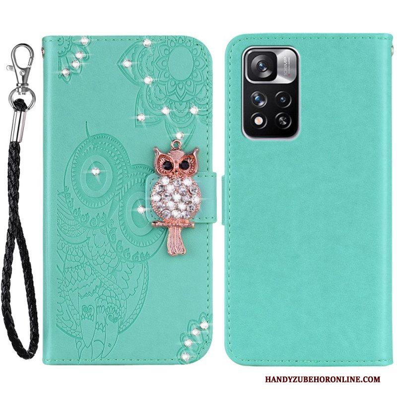 Flip Case voor Xiaomi Redmi Note 11 Pro Plus 5G Uil Mandala En Charme