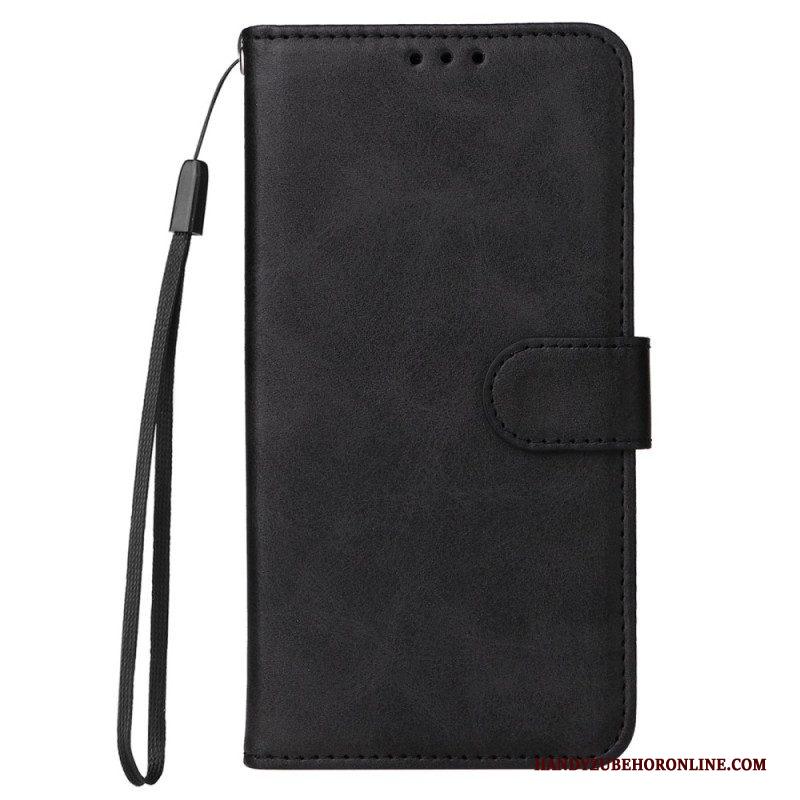 Flip Case voor Xiaomi Redmi Note 12 5G Met Ketting Effen Met Bandje