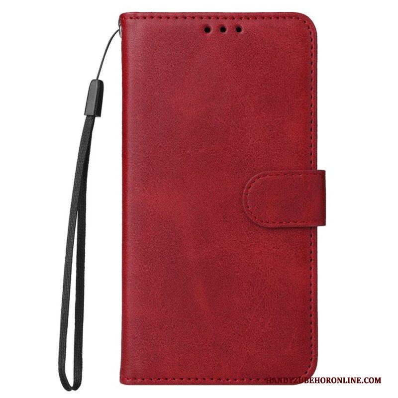 Flip Case voor Xiaomi Redmi Note 12 5G Met Ketting Effen Met Bandje