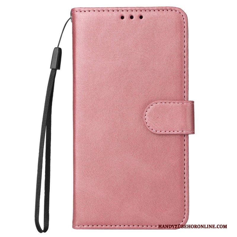 Flip Case voor Xiaomi Redmi Note 12 5G Met Ketting Effen Met Bandje