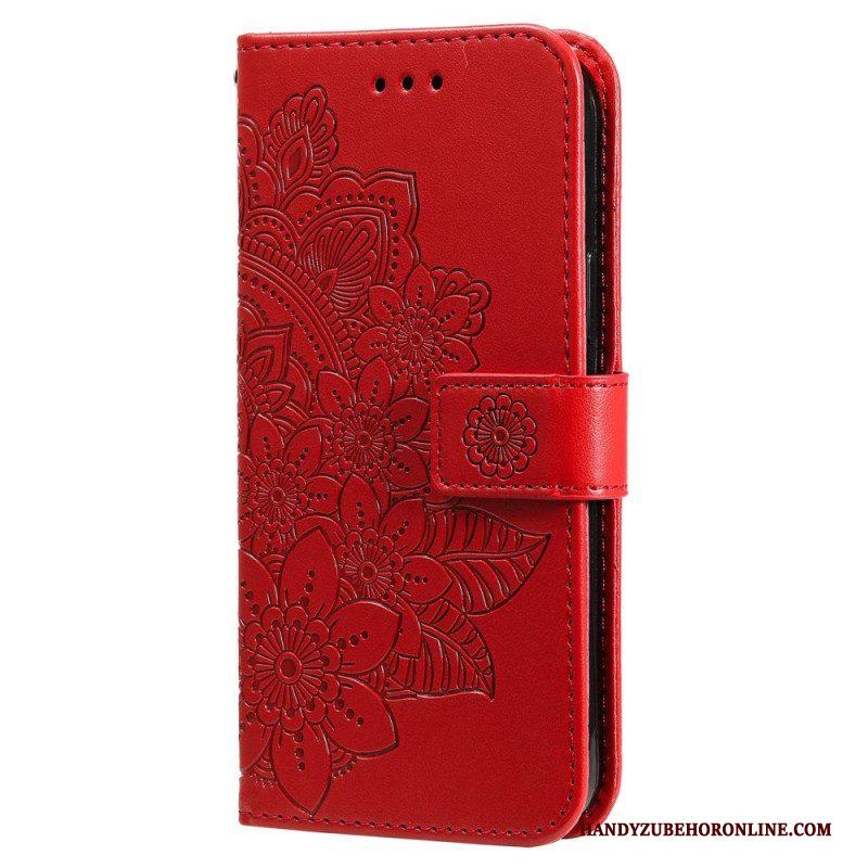 Flip Case voor Xiaomi Redmi Note 12 Pro Met Ketting Riem Bloem Mandala