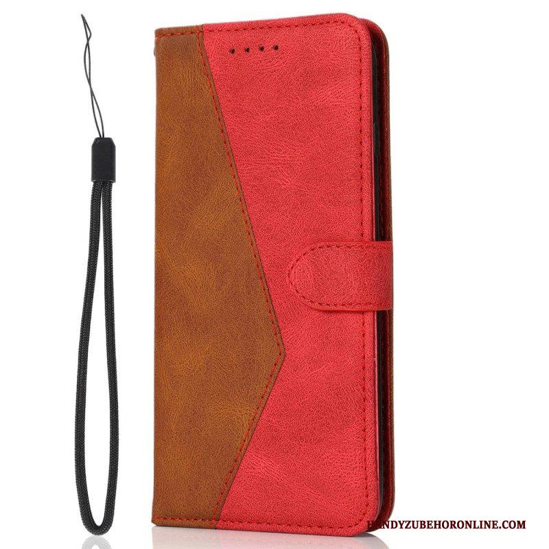 Flip Case voor Xiaomi Redmi Note 12 Pro Met Ketting Tweekleurige Riem