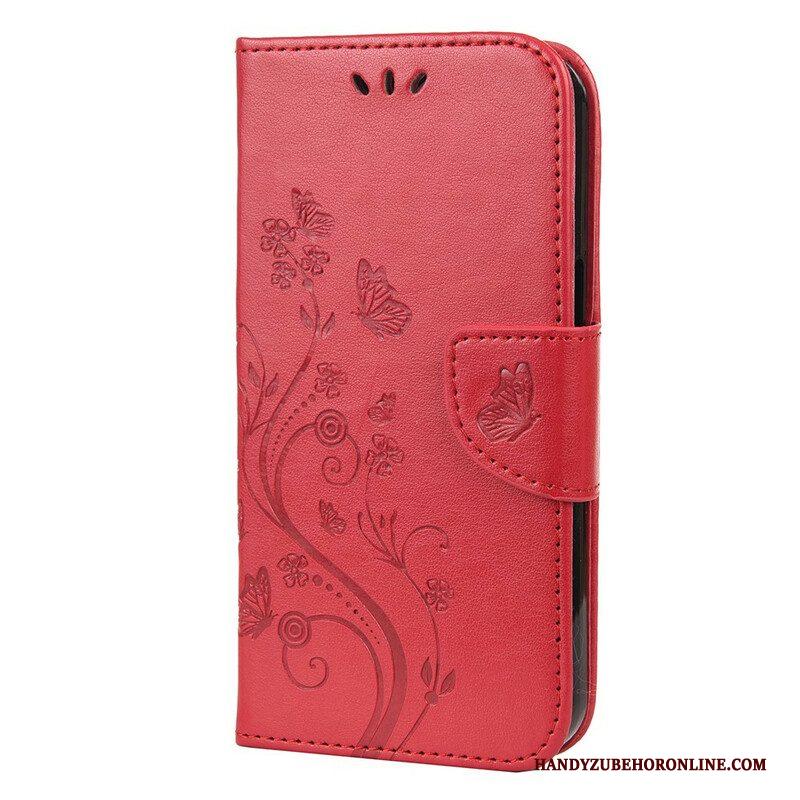 Flip Case voor iPhone 13 Pro Met Ketting Strakke Bloemen