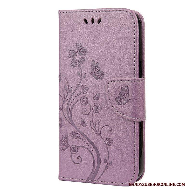 Flip Case voor iPhone 13 Pro Met Ketting Strakke Bloemen