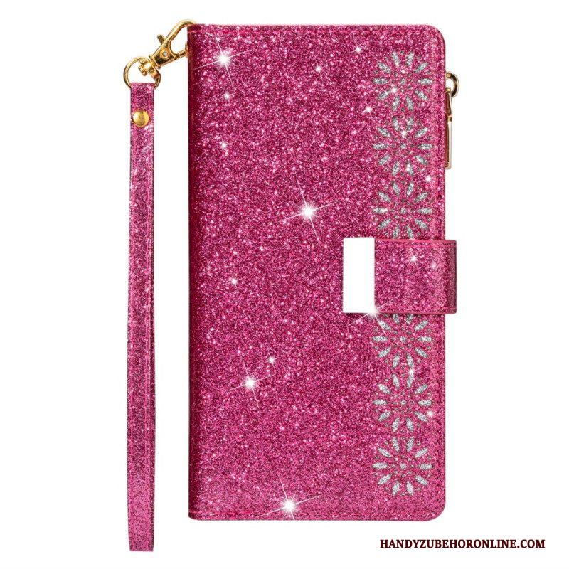 Flip Case voor iPhone 15 Pro Max Glitter Met Portemonnee