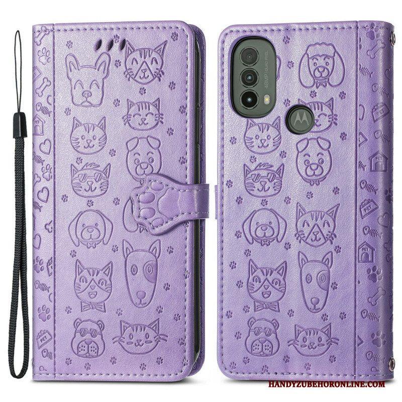 Folio-hoesje voor Moto E40 / E30 / E20 Geanimeerde Dieren