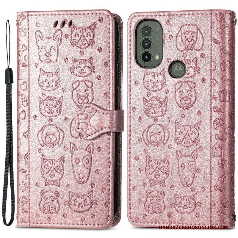 Folio-hoesje voor Moto E40 / E30 / E20 Geanimeerde Dieren