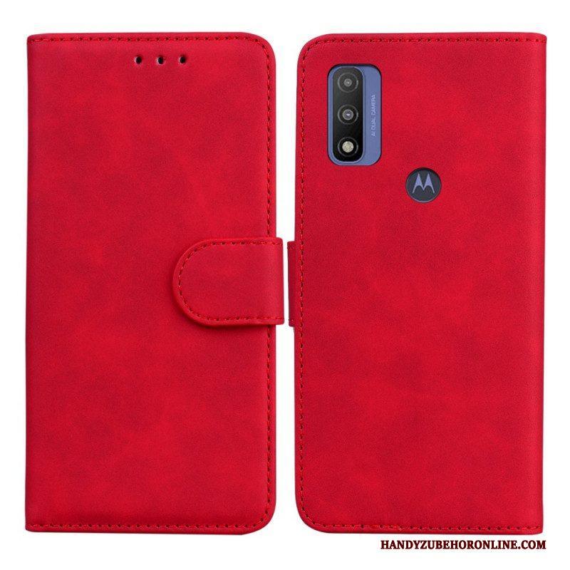 Folio-hoesje voor Moto E40 / E30 / E20 Monochroom Leereffect