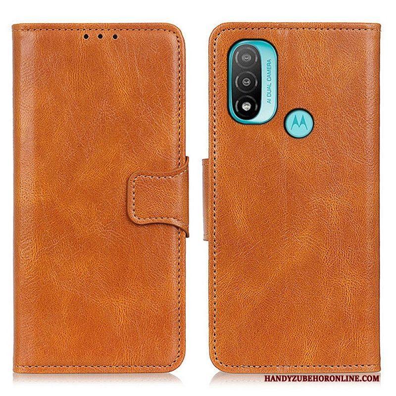 Folio-hoesje voor Moto E40 / E30 / E20 Omkeerbare Sluiting Met Leereffect