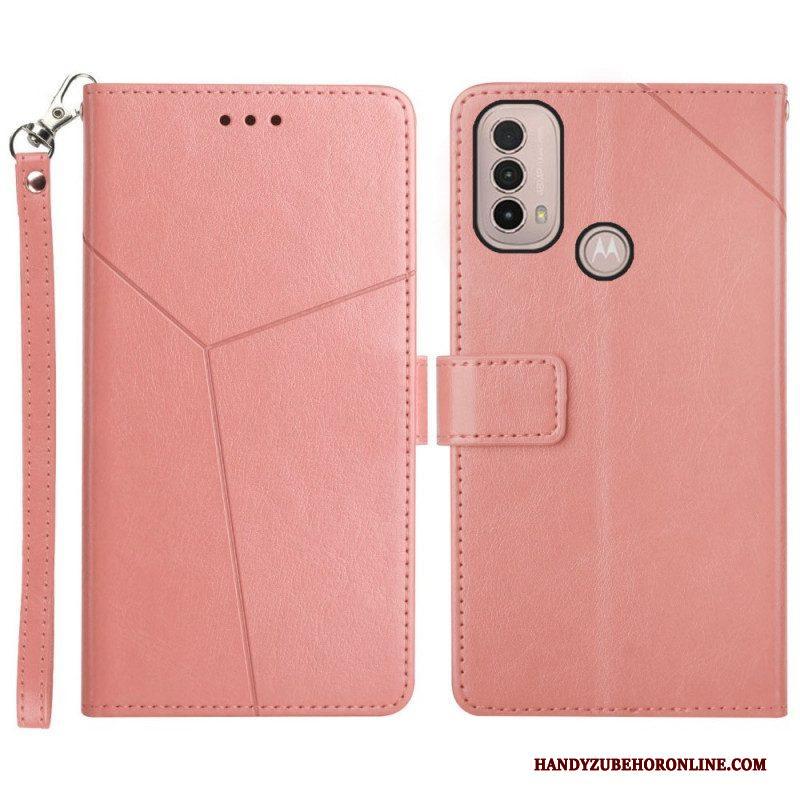 Folio-hoesje voor Moto E40 / E30 / E20 Stijl Leer Geo Y Design