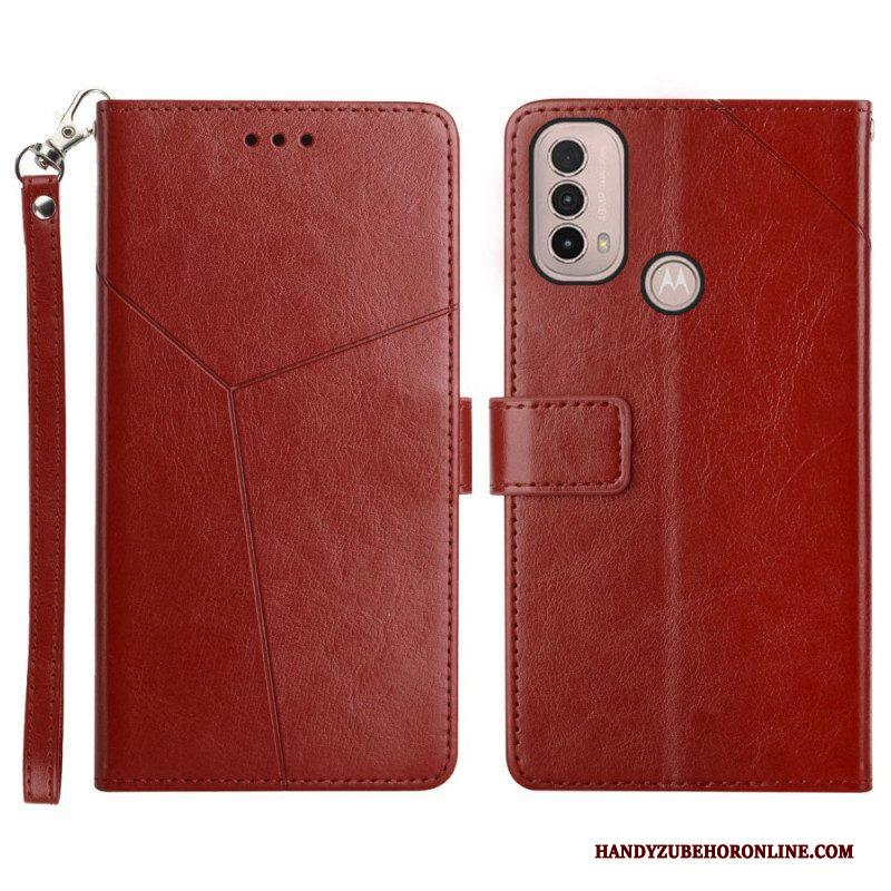 Folio-hoesje voor Moto E40 / E30 / E20 Stijl Leer Geo Y Design