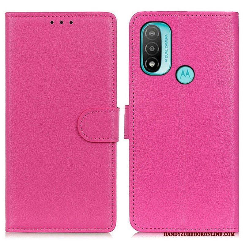 Folio-hoesje voor Moto E40 / E30 / E20 Traditioneel Lychee