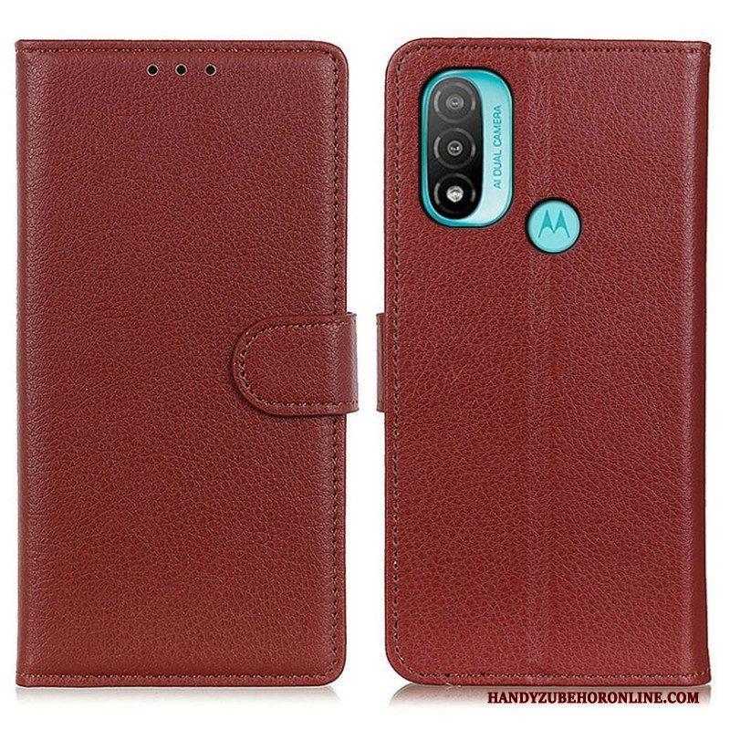 Folio-hoesje voor Moto E40 / E30 / E20 Traditioneel Lychee