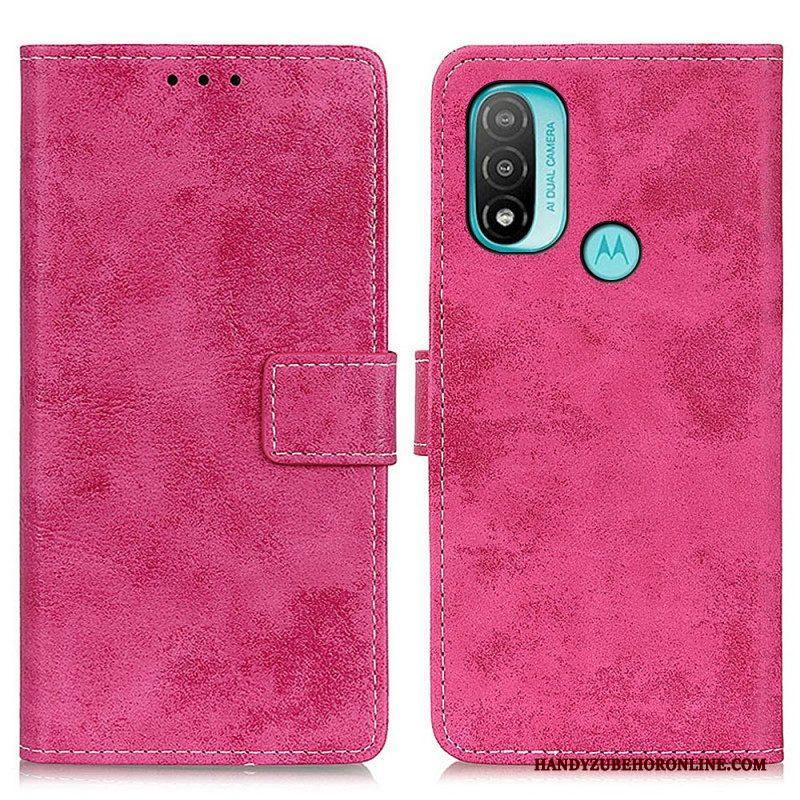 Folio-hoesje voor Moto E40 / E30 / E20 Vintage Leereffect