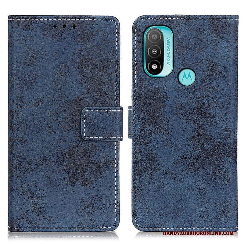 Folio-hoesje voor Moto E40 / E30 / E20 Vintage Leereffect