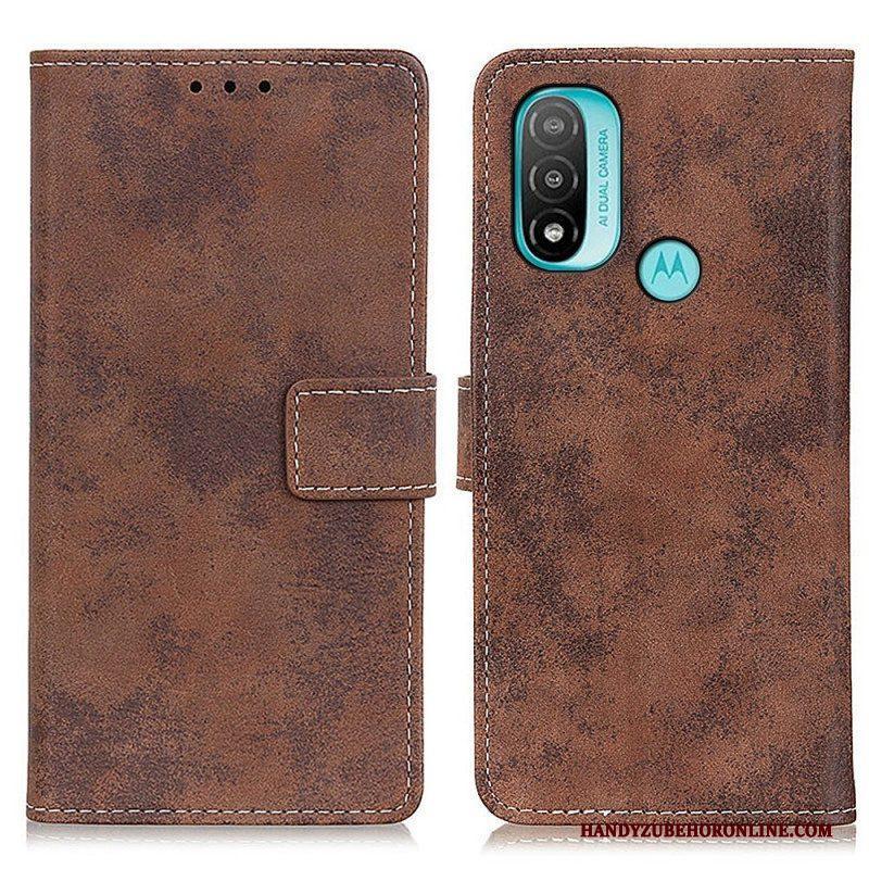 Folio-hoesje voor Moto E40 / E30 / E20 Vintage Leereffect