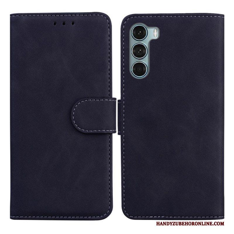 Folio-hoesje voor Moto G200 5G Monochroom Leereffect