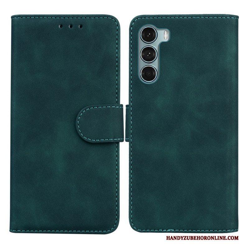 Folio-hoesje voor Moto G200 5G Monochroom Leereffect