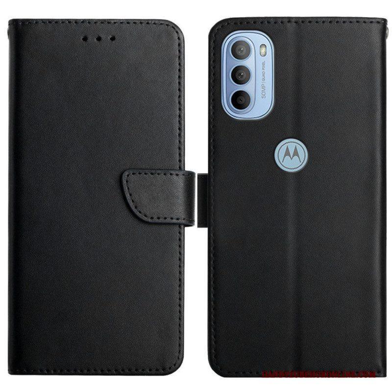 Folio-hoesje voor Moto G51 5G Echt Nappaleer