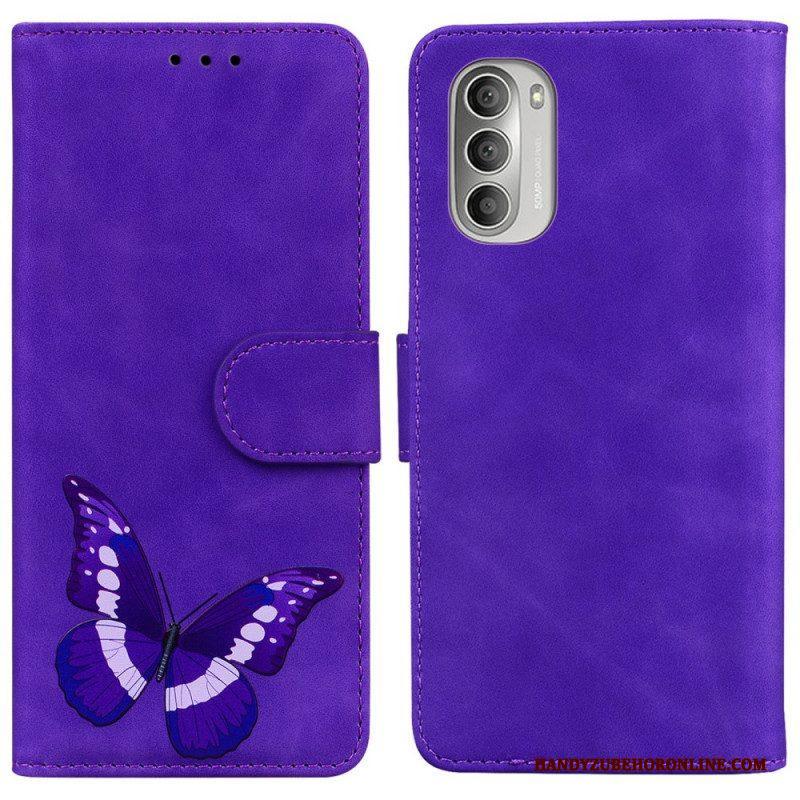 Folio-hoesje voor Moto G51 5G Huid-aanraking Vlinder