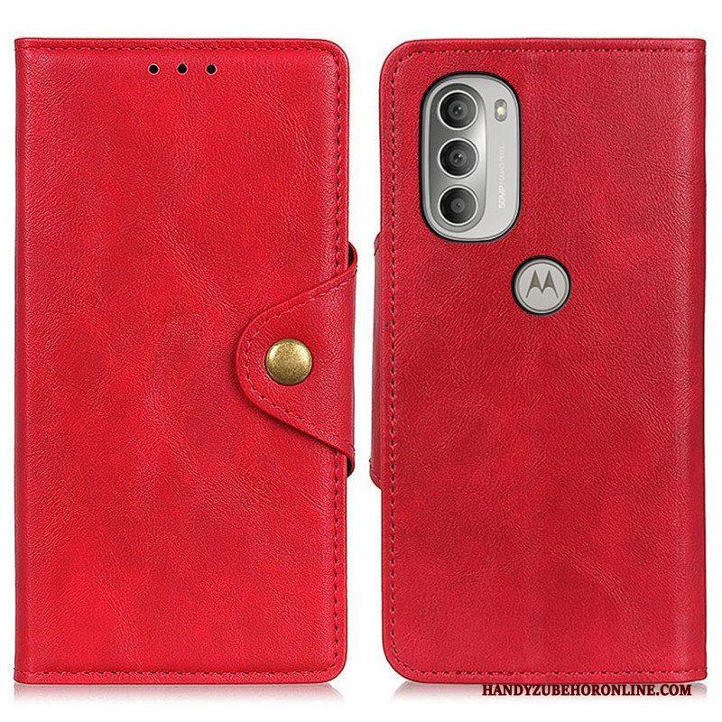 Folio-hoesje voor Moto G51 5G Vintage Kunstleer En Knop