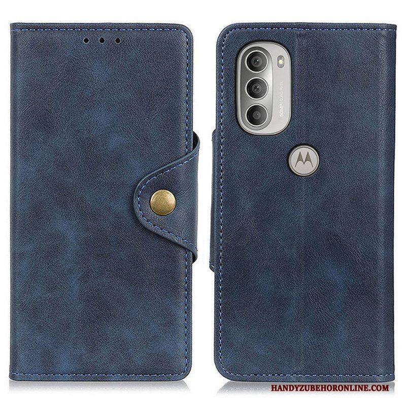 Folio-hoesje voor Moto G51 5G Vintage Kunstleer En Knop