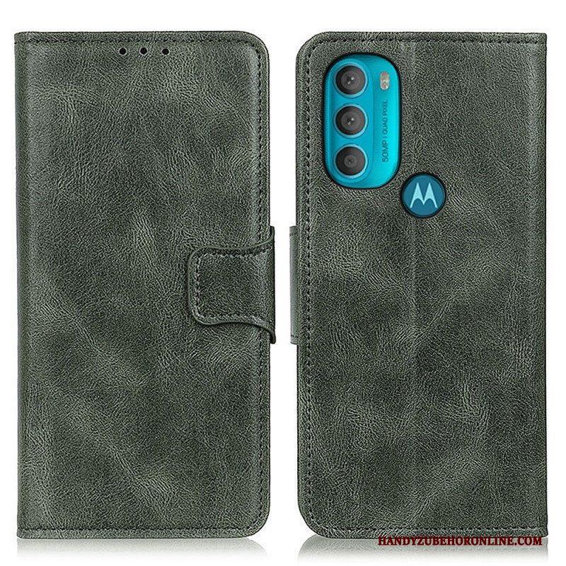 Folio-hoesje voor Moto G71 5G Omkeerbare Sluiting Met Leereffect