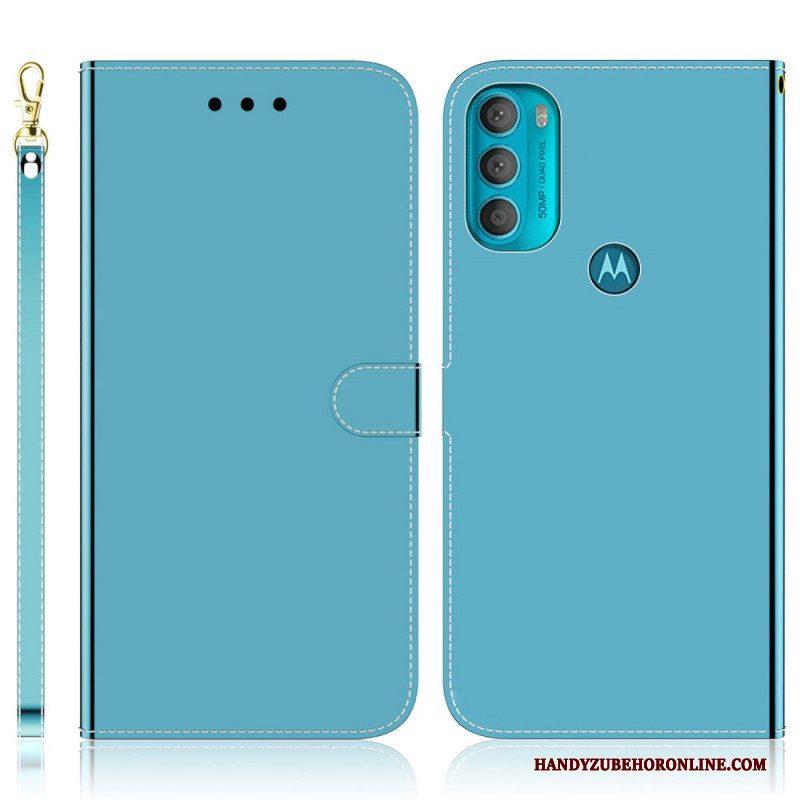 Folio-hoesje voor Moto G71 5G Spiegelhoes Van Imitatieleer