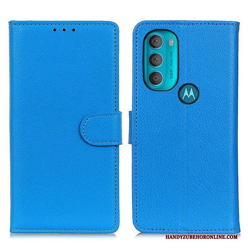 Folio-hoesje voor Moto G71 5G Traditioneel Lychee