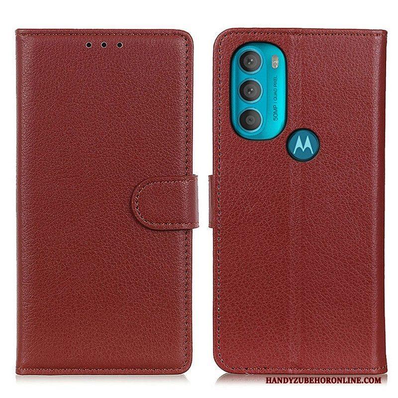 Folio-hoesje voor Moto G71 5G Traditioneel Lychee