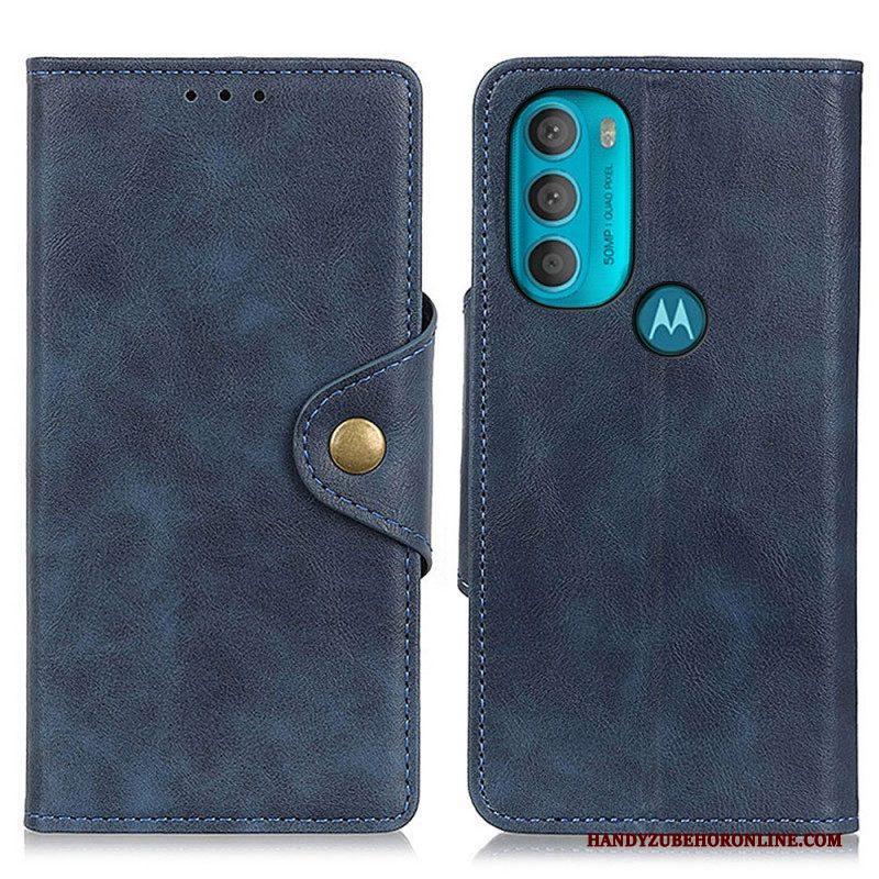 Folio-hoesje voor Moto G71 5G Vintage Kunstleer En Knop