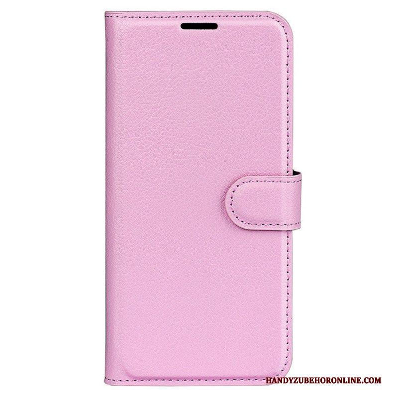 Folio-hoesje voor Moto G73 5G Klassiek Litchi-leereffect