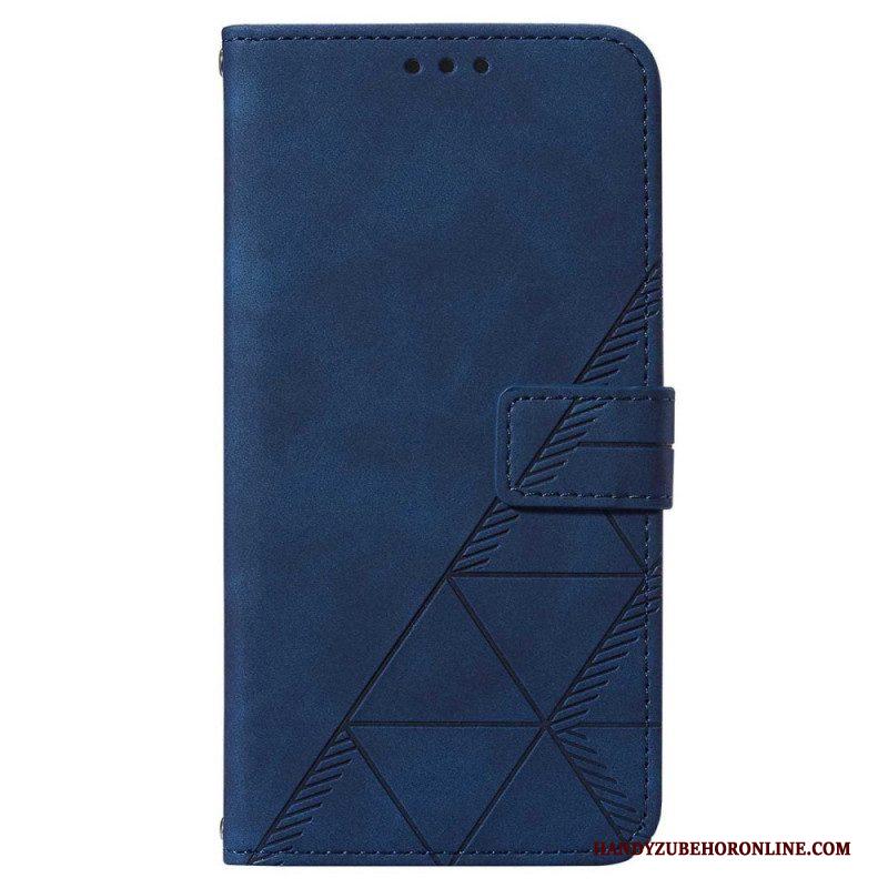 Folio-hoesje voor Samsung Galaxy A14 / A14 5G Driehoeken Met Lanyard