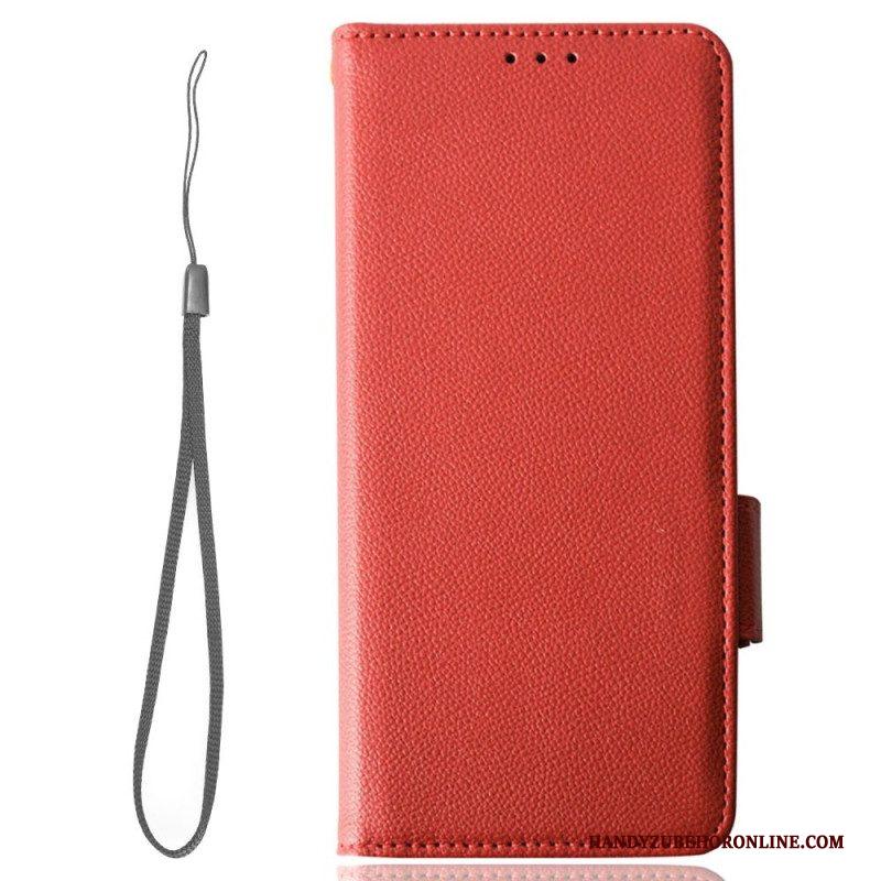 Folio-hoesje voor Samsung Galaxy A14 / A14 5G Met Ketting Strappy Litchi Lederen Stijl