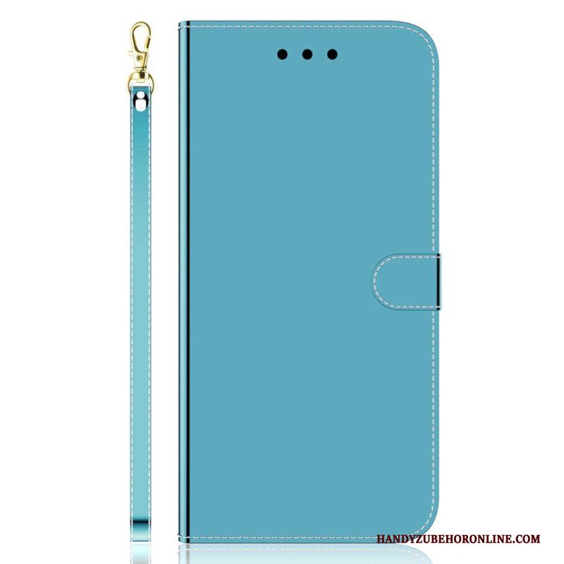 Folio-hoesje voor Samsung Galaxy A14 / A14 5G Spiegel En Lanyard