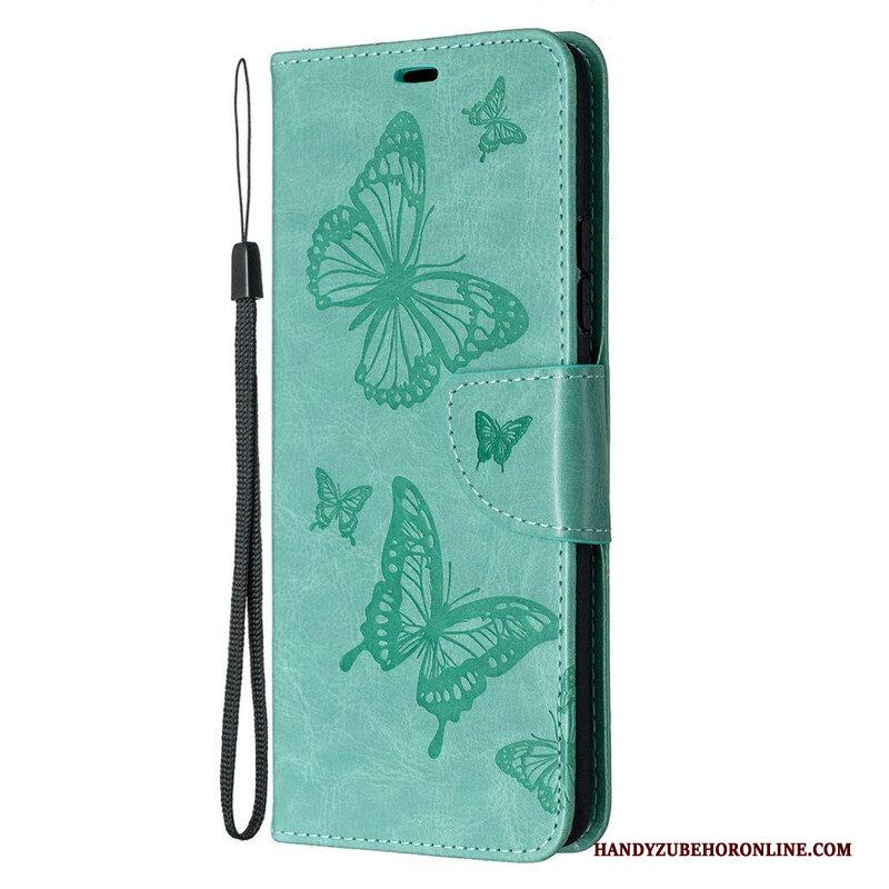 Folio-hoesje voor Samsung Galaxy A42 5G Vlinders Tijdens De Vlucht Met Lanyard