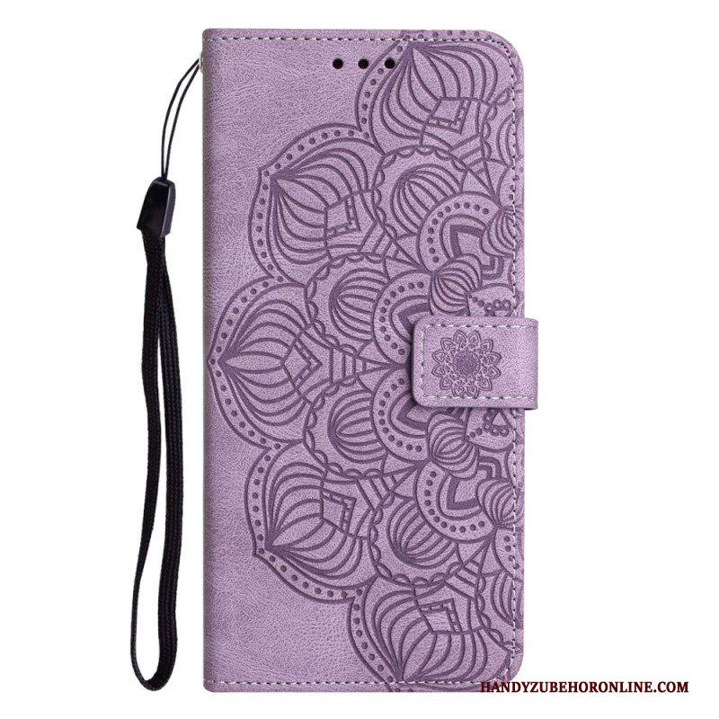 Folio-hoesje voor Samsung Galaxy A54 5G Met Ketting Strappy Mandala-afdruk